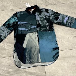 Paul Smith Blue Teal Multi-Print Long Sleeve Shirt